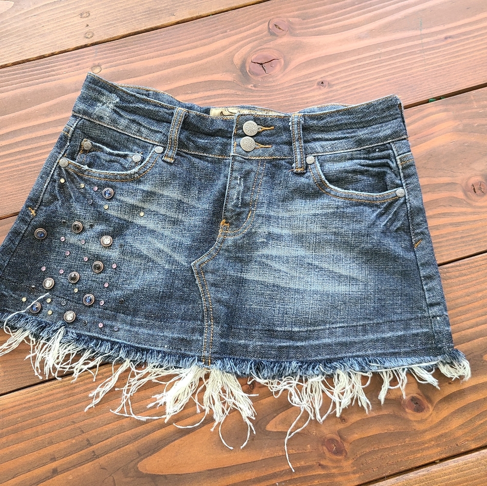 Hint Jeans Denim Gemmed Skirt Size 1